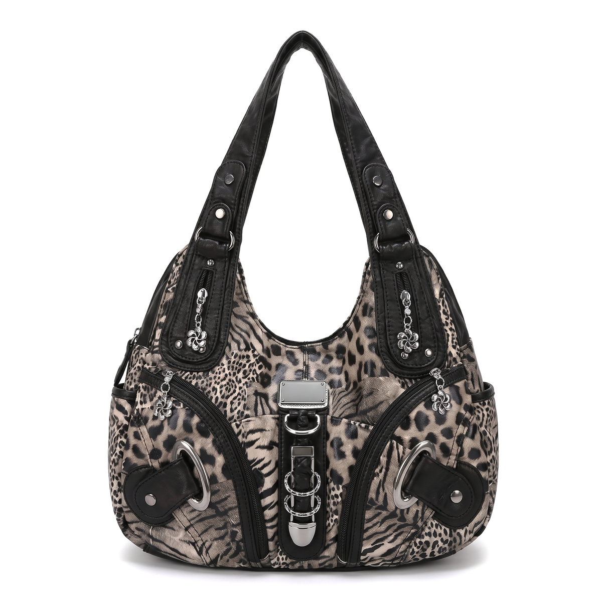Women's Leopard Print Hobo Bag in Khaki Leopard