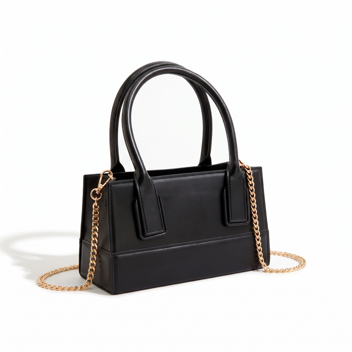 Women's Matte Faux Leather Mini Top Handle Bag, three-quarter view