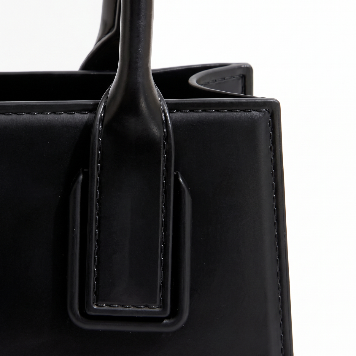 Women's Matte Faux Leather Mini Top Handle Bag, hardware close-up