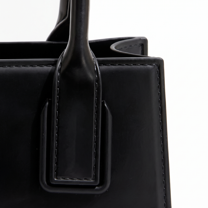 Women's Matte Faux Leather Mini Top Handle Bag, hardware close-up
