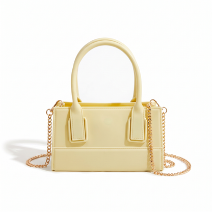 Women's Matte Faux Leather Mini Top Handle Bag in Light Yellow