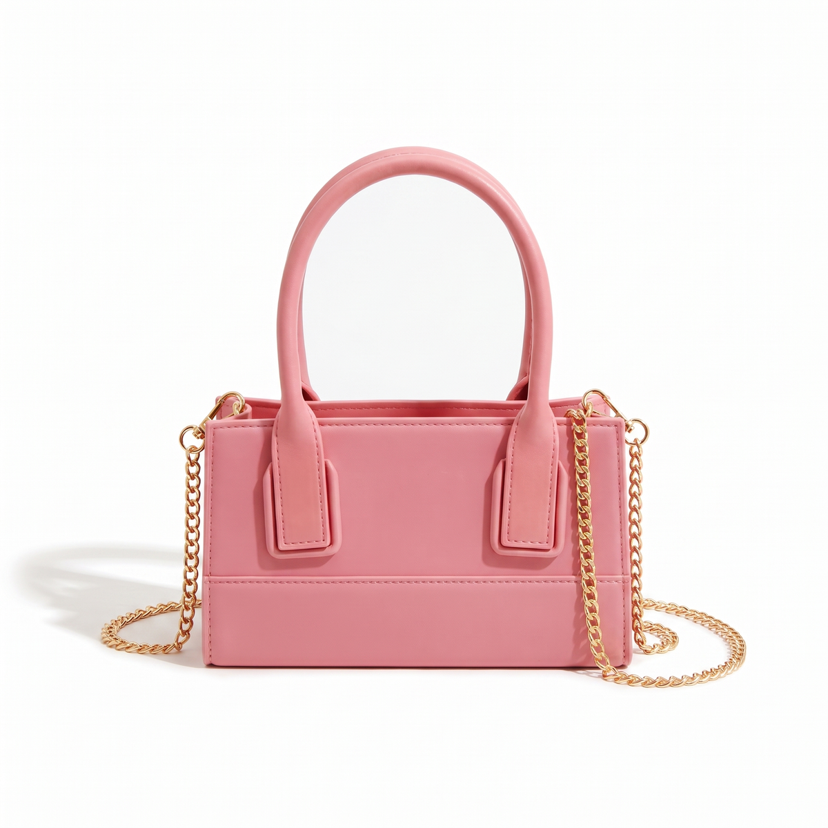 Women's Matte Faux Leather Mini Top Handle Bag in Pink