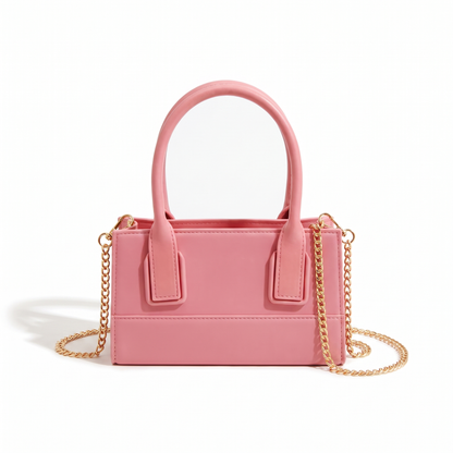 Women's Matte Faux Leather Mini Top Handle Bag in Pink