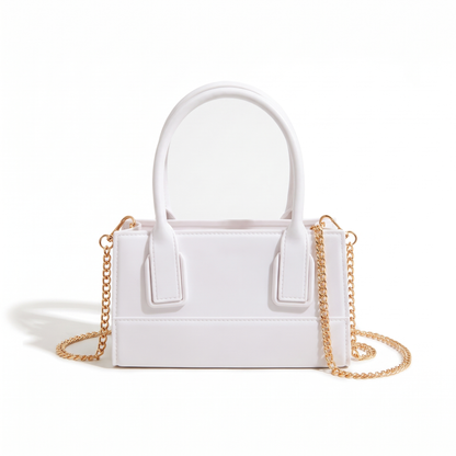 Women's Matte Faux Leather Mini Top Handle Bag in White