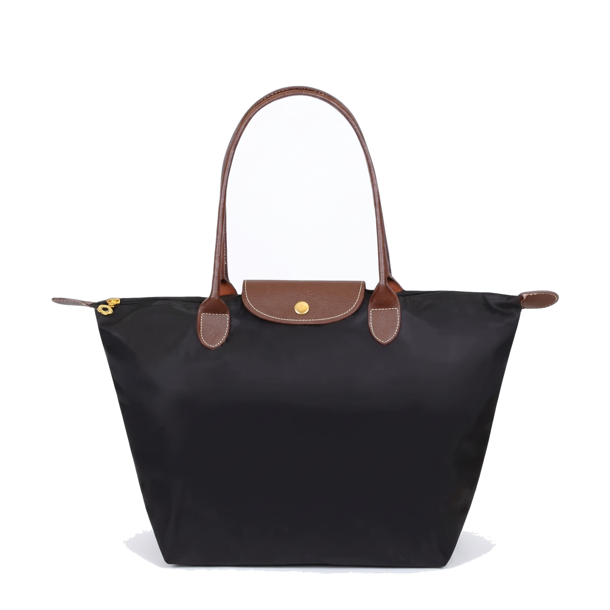 Women's Nylon Tote Bag with Faux Leather Trim, front view