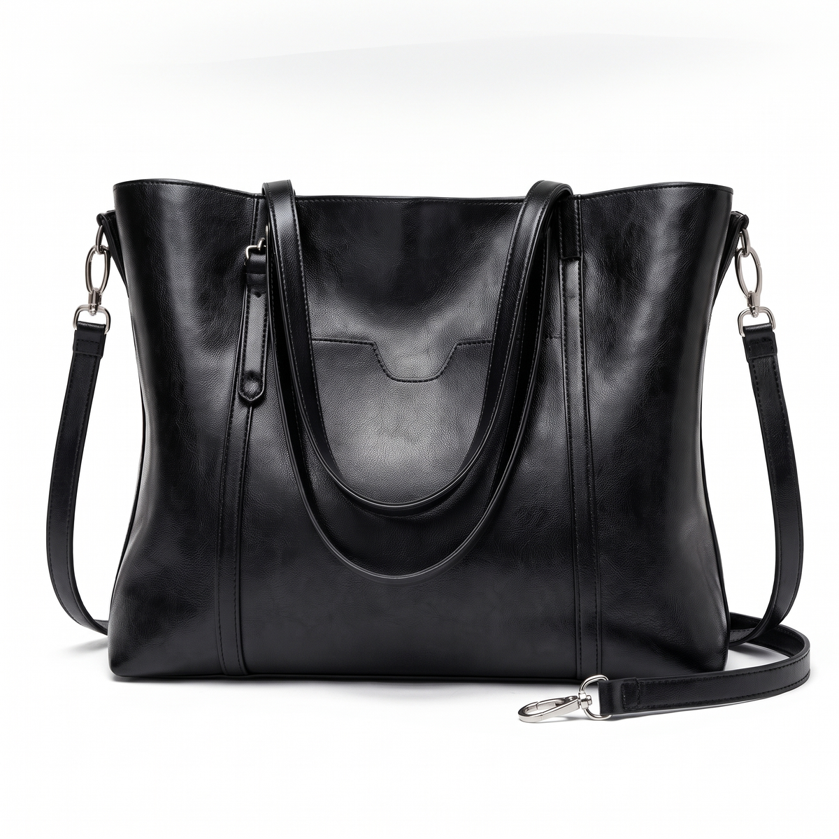 Women's Oiled Faux Leather Tote Bag, front view