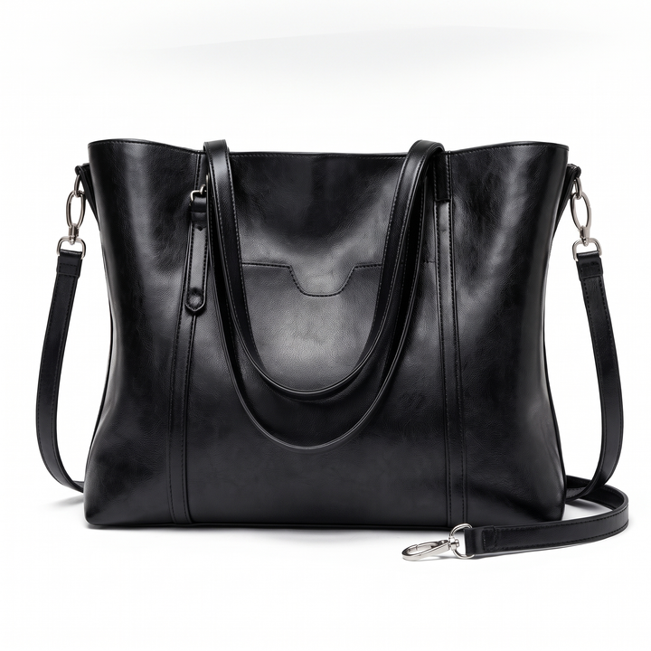 Women's Oiled Faux Leather Tote Bag, front view