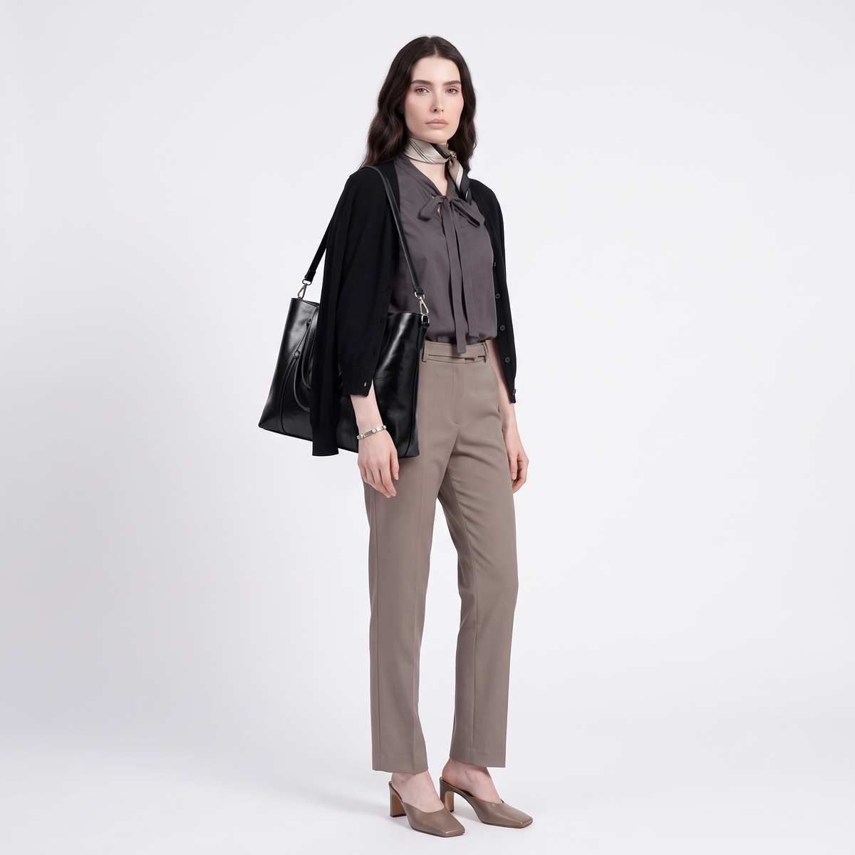 Women's Oiled Faux Leather Tote Bag, worn by a model