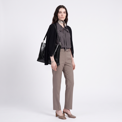 Women's Oiled Faux Leather Tote Bag, worn by a model