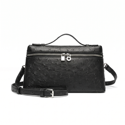 Women's Ostrich Faux Leather Pouch Bag, front view