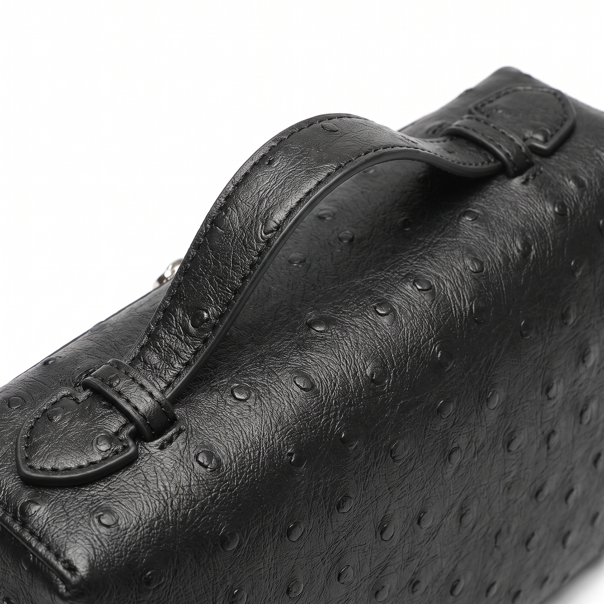 Women's Ostrich Faux Leather Pouch Bag, detail close-up
