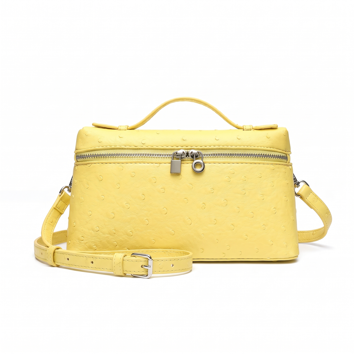Women's Ostrich Faux Leather Pouch Bag in Yellow