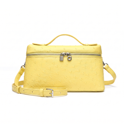 Women's Ostrich Faux Leather Pouch Bag in Yellow
