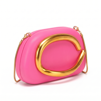 Women's Oval Box Clutch, three-quarter view