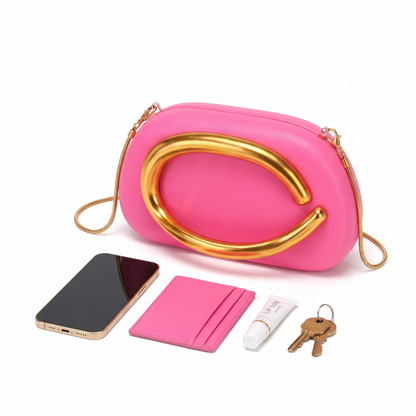 Women's Oval Box Clutch, what fits inside