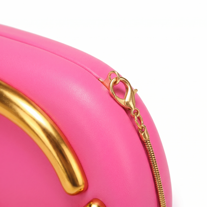 Women's Oval Box Clutch, hardware close-up