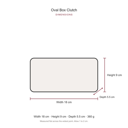 Women's Oval Box Clutch, dimensions