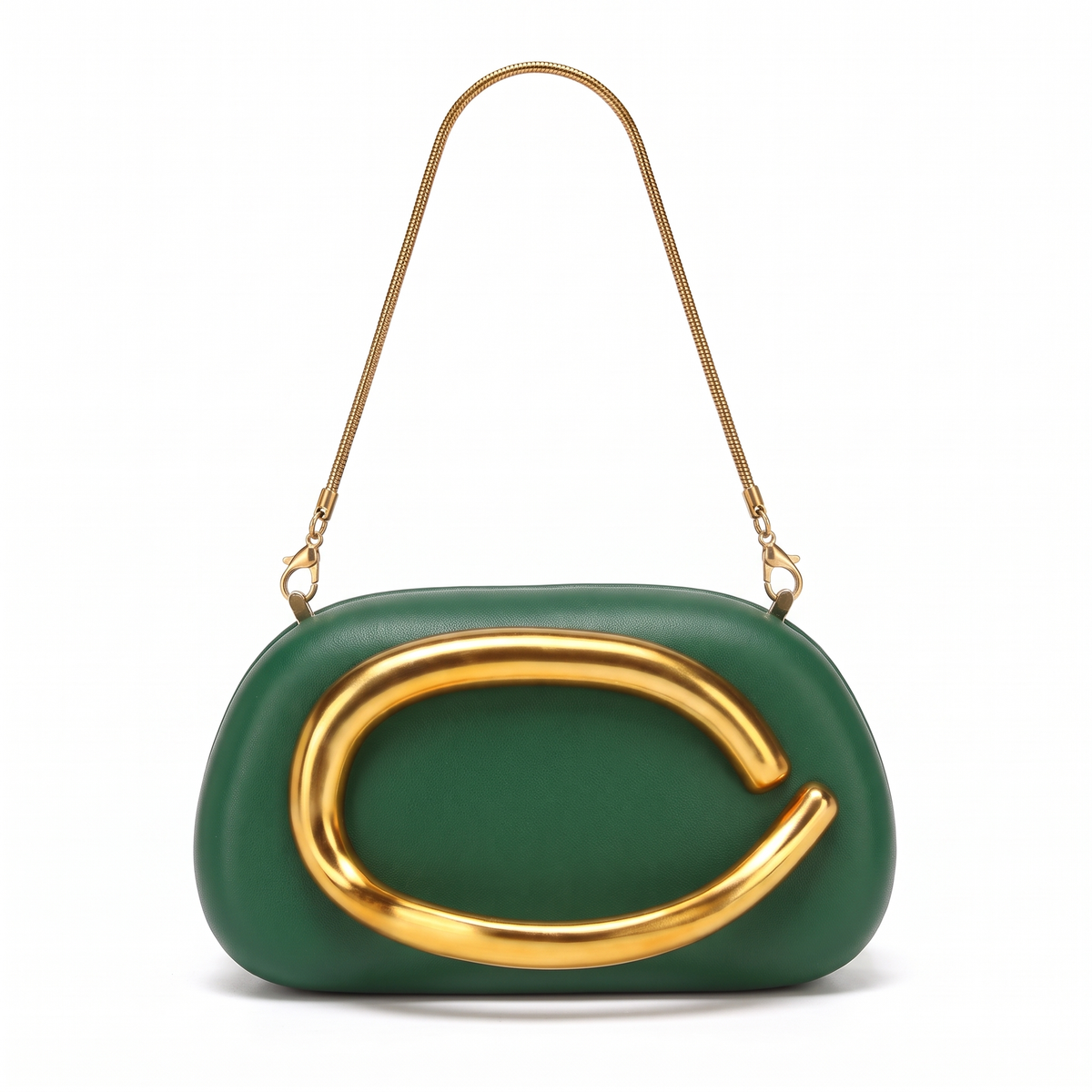 Women's Oval Box Clutch in Dark Green