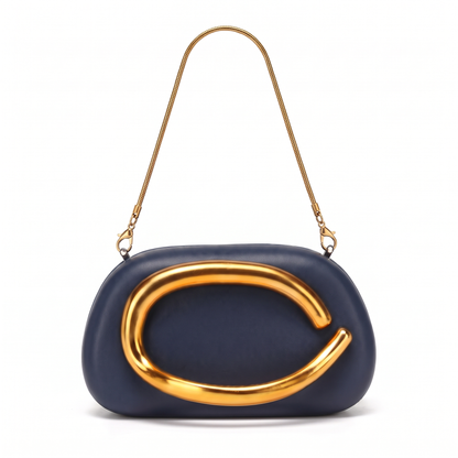 Women's Oval Box Clutch in Navy