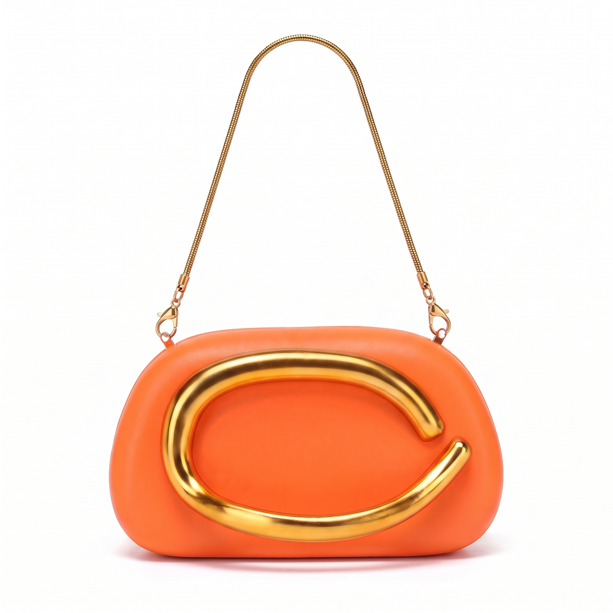 Women's Oval Box Clutch in Orange