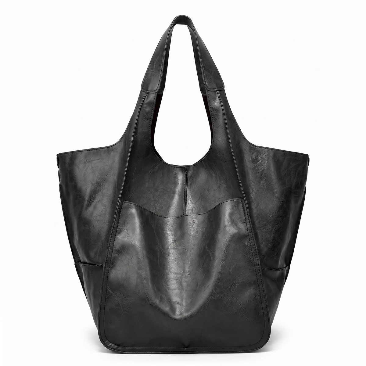 Women's Oversized Slouchy Faux Leather Tote Bag, front view