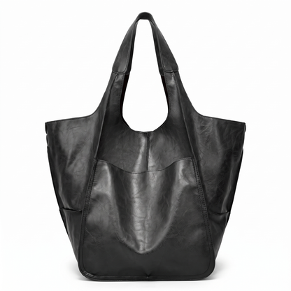 Women's Oversized Slouchy Faux Leather Tote Bag, front view