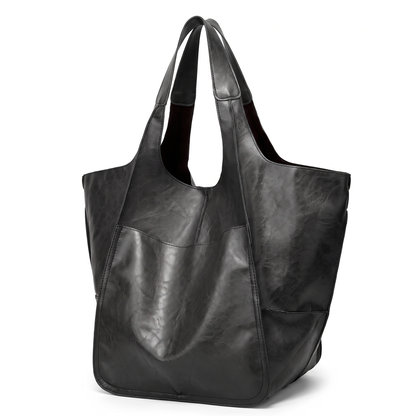 Women's Oversized Slouchy Faux Leather Tote Bag, three-quarter view