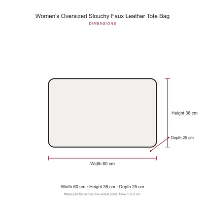 Women's Oversized Slouchy Faux Leather Tote Bag, dimensions