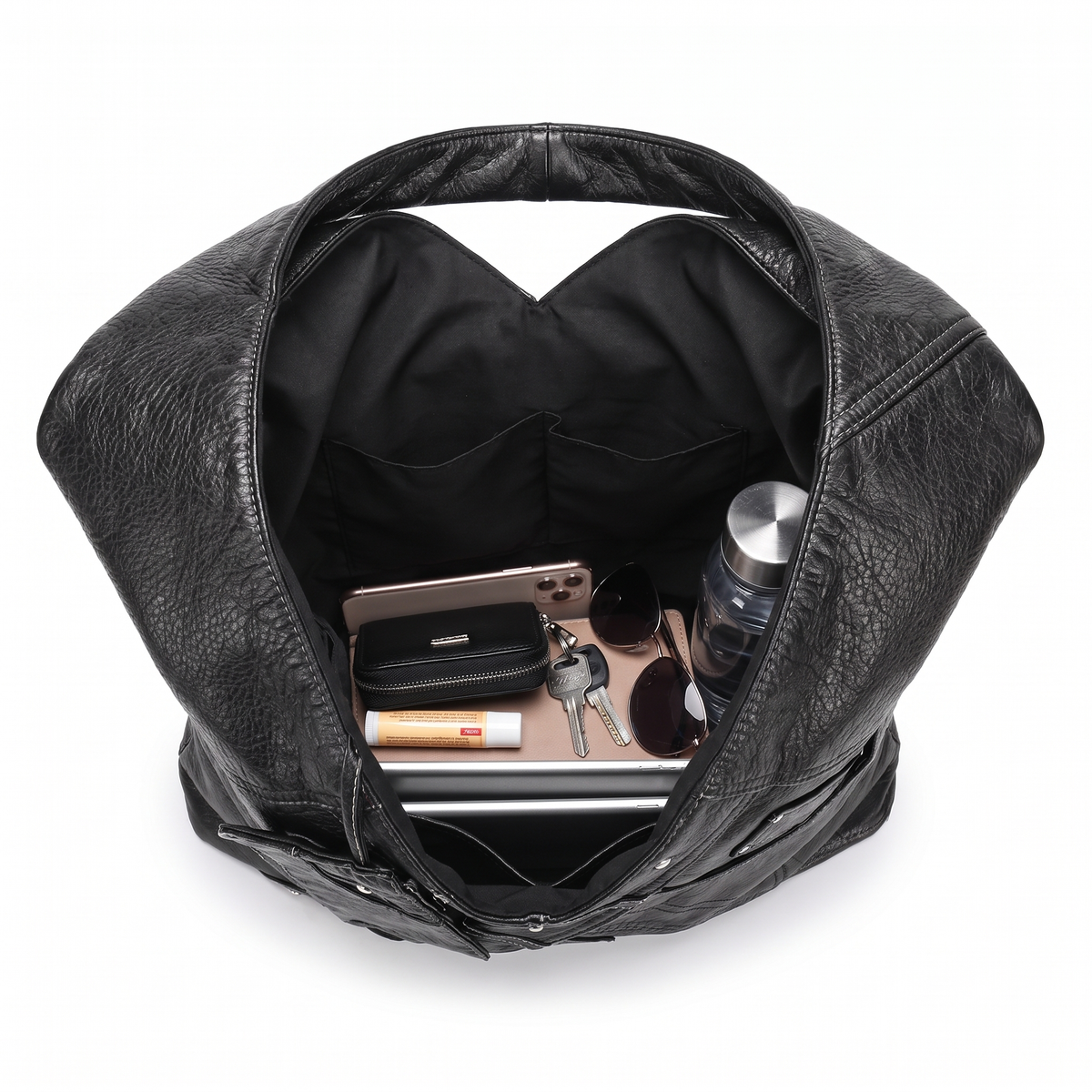 Women's Patchwork Faux Leather Hobo Bag, interior