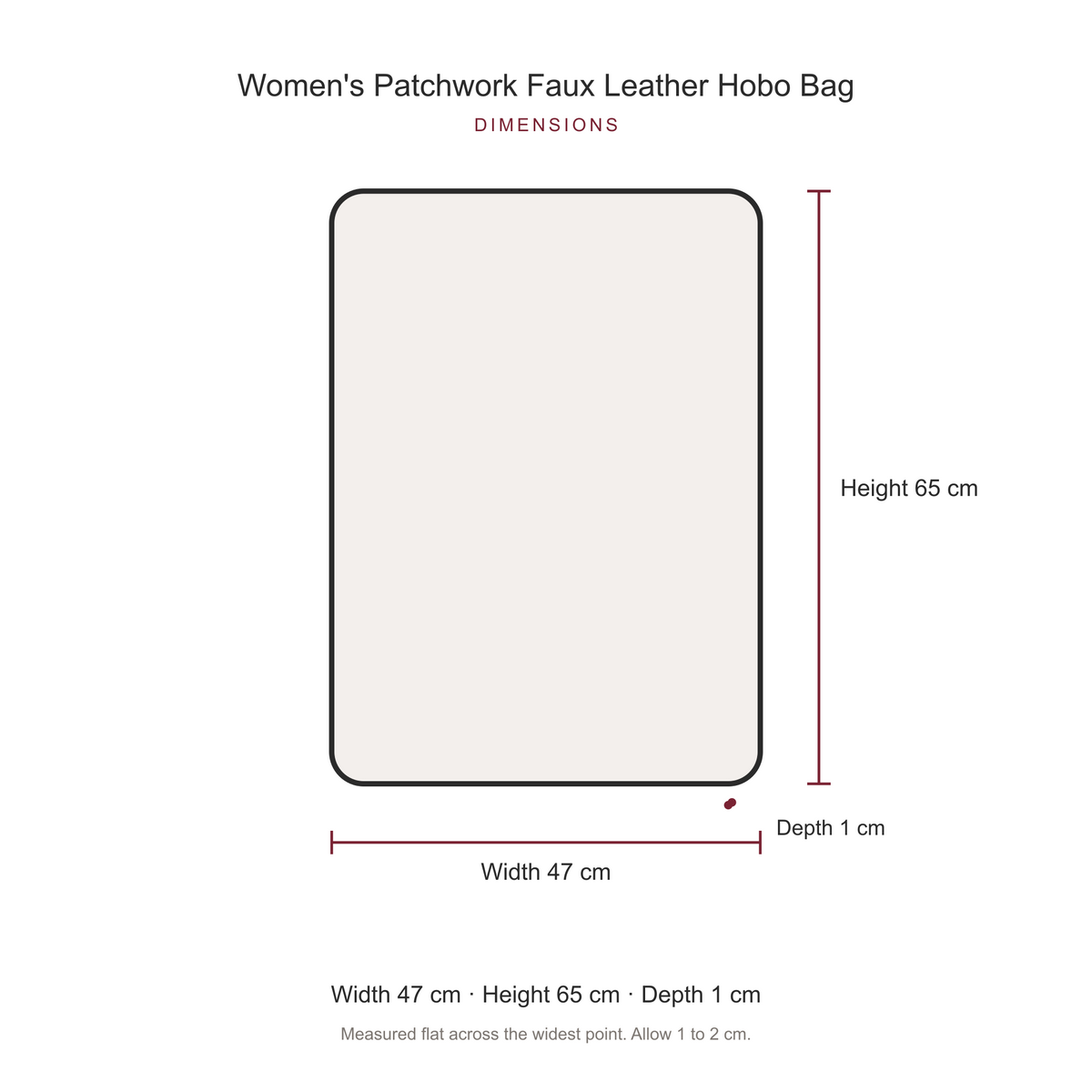 Women's Patchwork Faux Leather Hobo Bag, dimensions