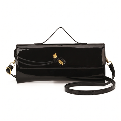 Women's Patent Faux Leather Baguette Bag, front view