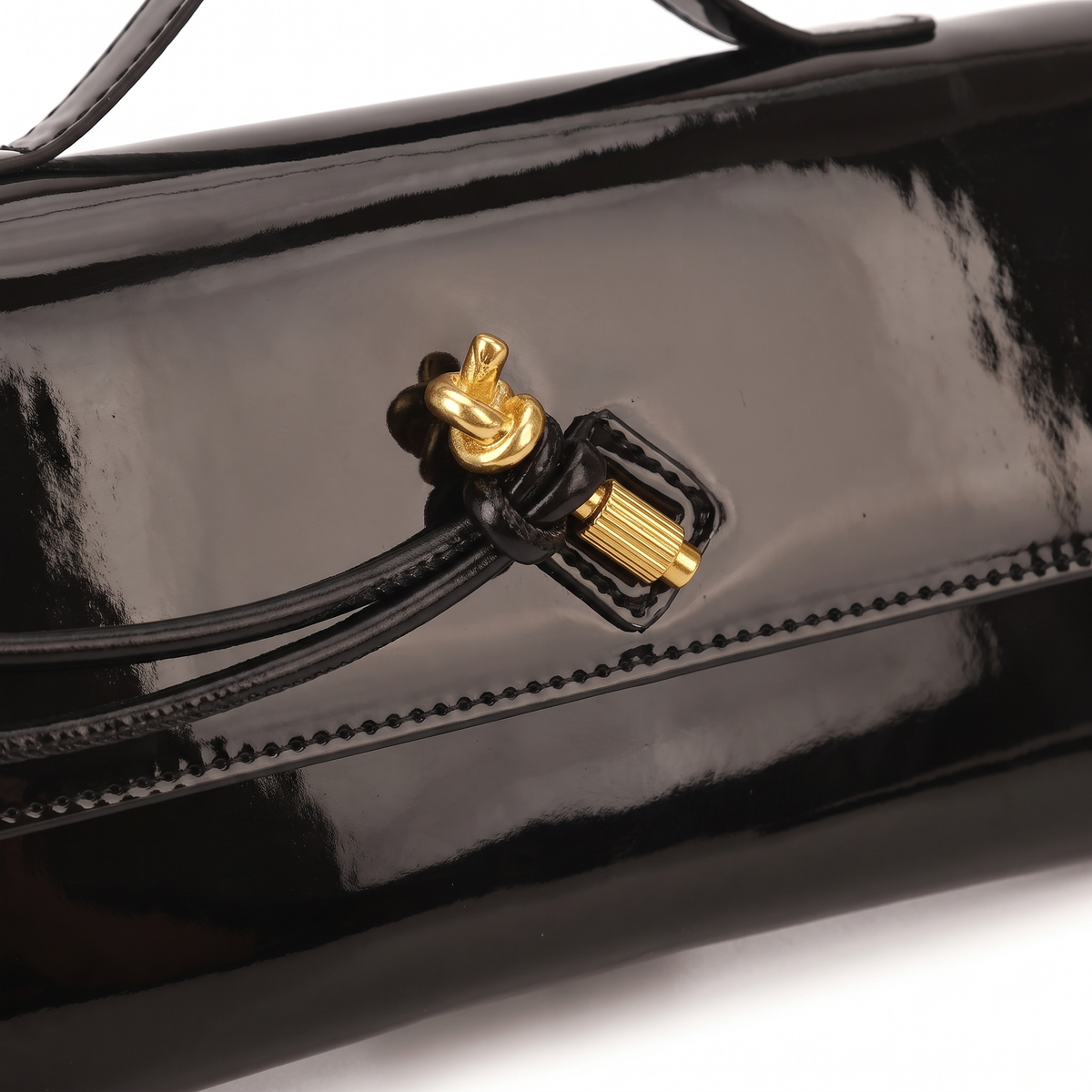 Women's Patent Faux Leather Baguette Bag, hardware close-up