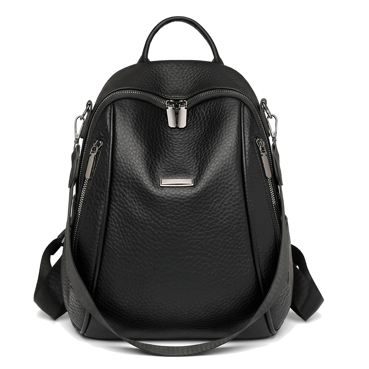 Women's Pebbled Faux Leather Backpack, front view