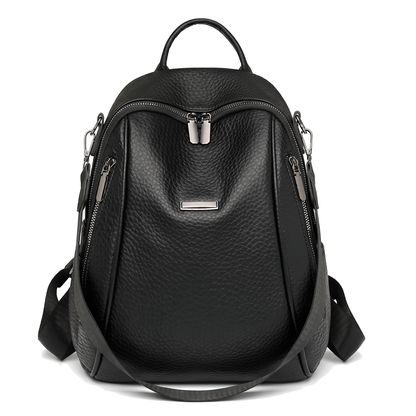 Women's Pebbled Faux Leather Backpack, front view