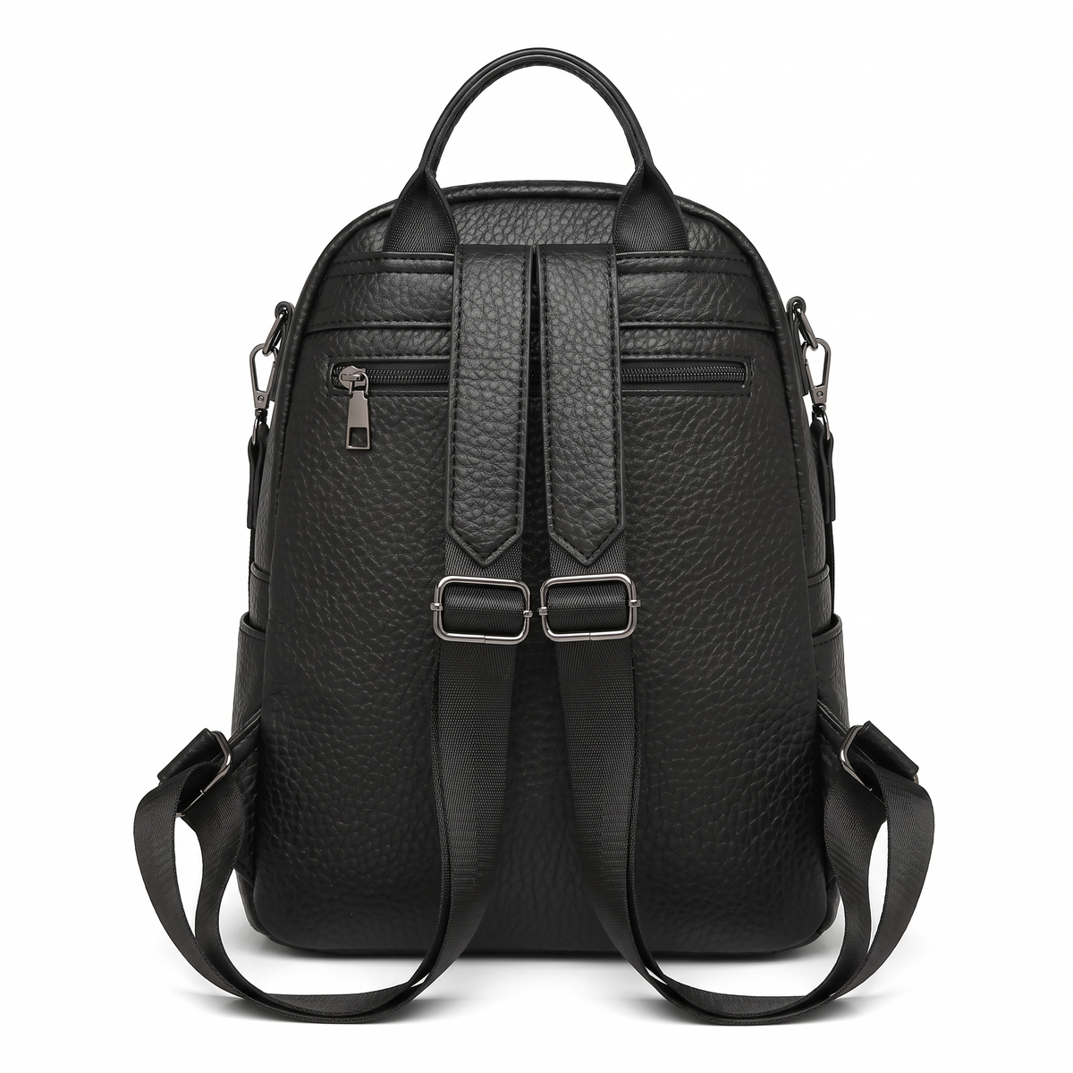 Women's Pebbled Faux Leather Backpack, back view