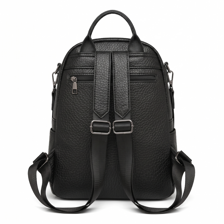 Women's Pebbled Faux Leather Backpack, back view