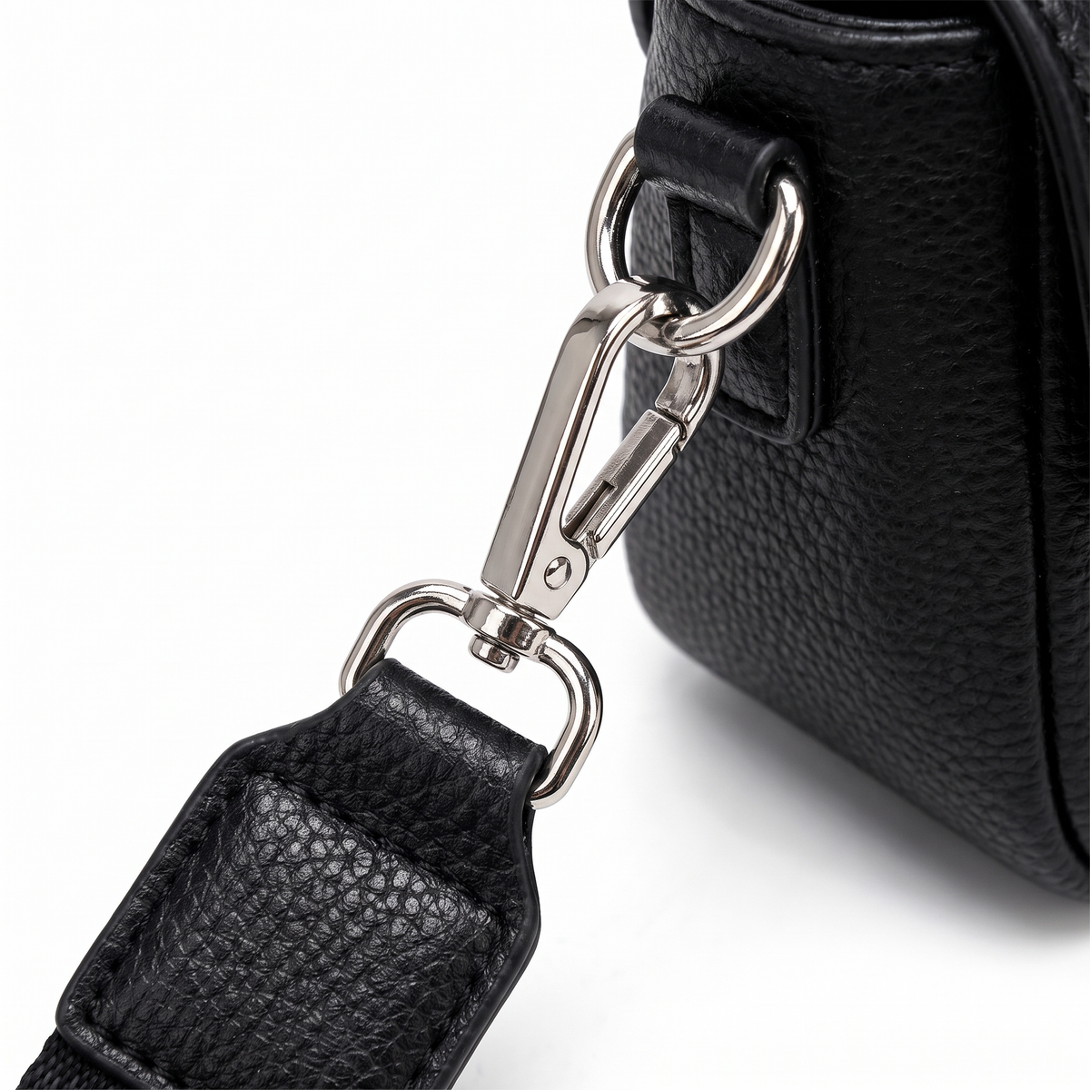 Women's Pebbled Faux Leather Box Crossbody Bag, hardware close-up