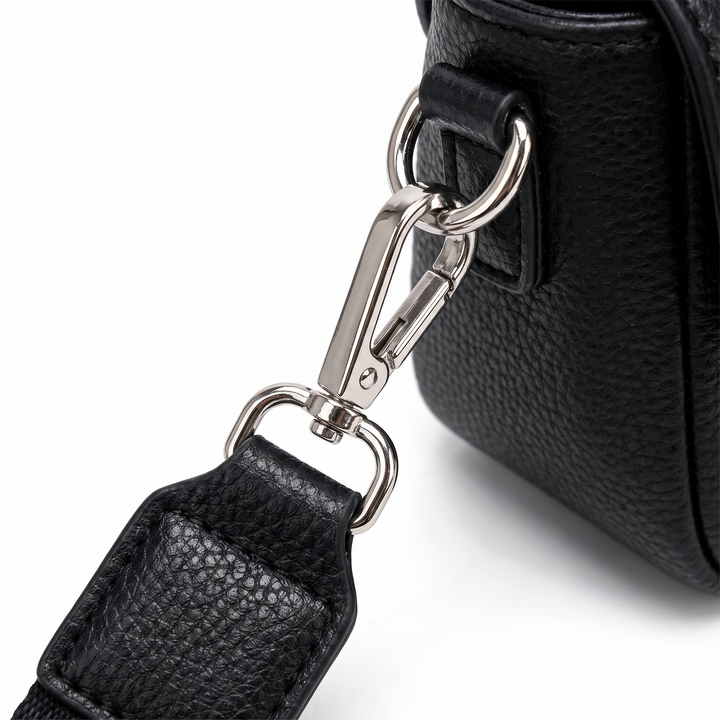 Women's Pebbled Faux Leather Box Crossbody Bag, hardware close-up