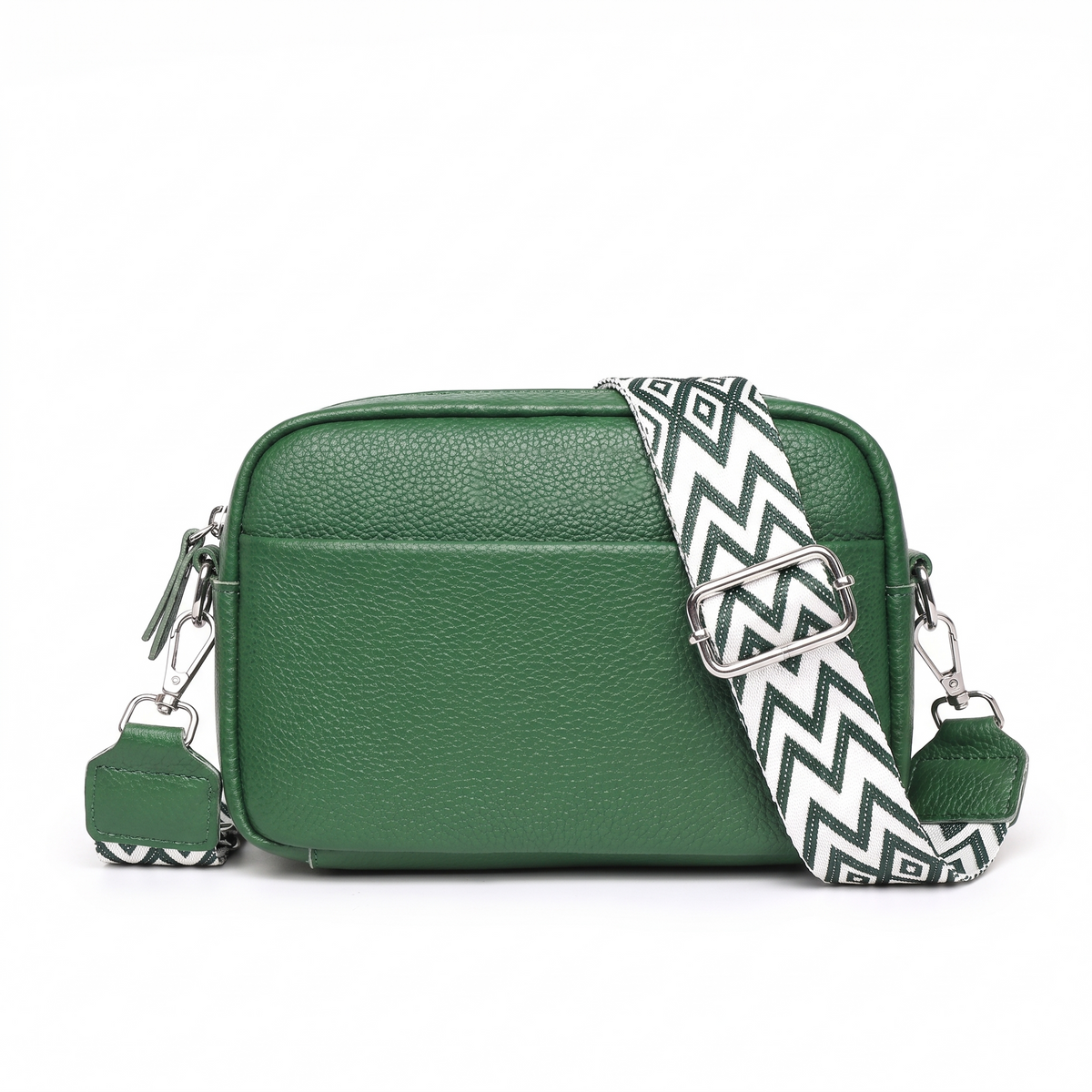 Women's Pebbled Faux Leather Box Crossbody Bag in Green
