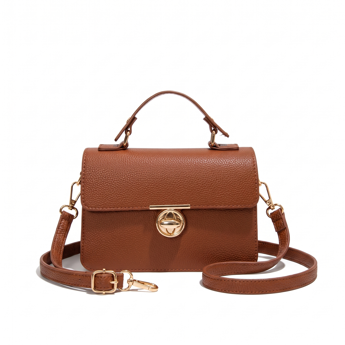 Women's Pebbled Faux Leather Flap Bag, front view