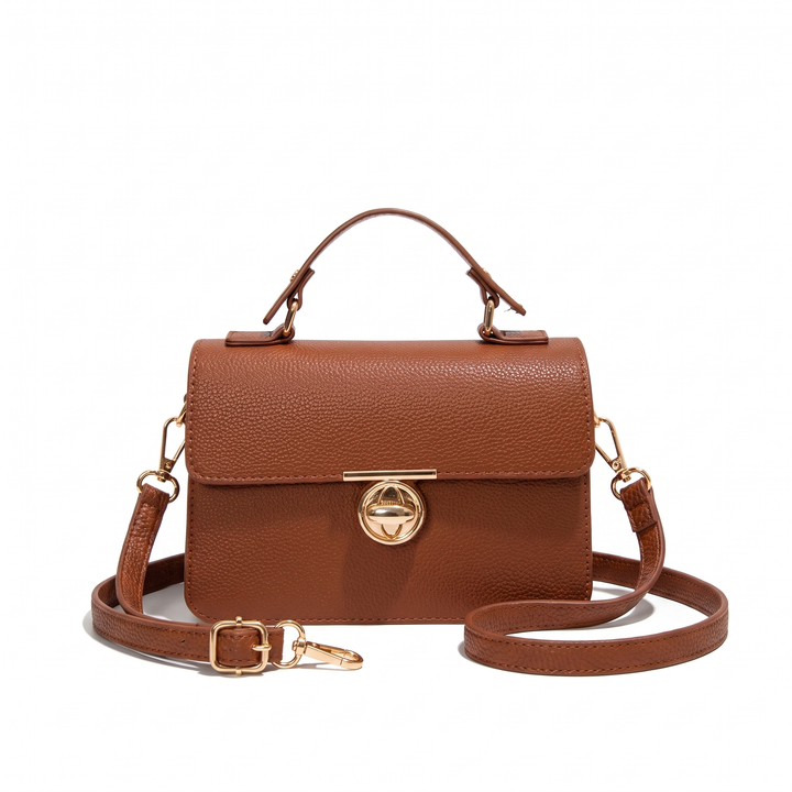Women's Pebbled Faux Leather Flap Bag, front view