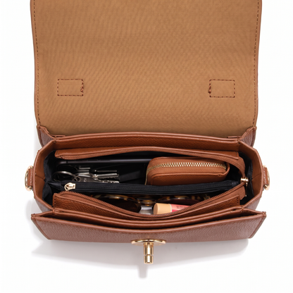 Women's Pebbled Faux Leather Flap Bag, interior