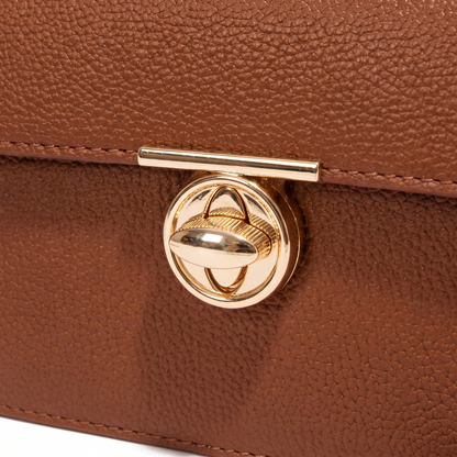 Women's Pebbled Faux Leather Flap Bag, hardware close-up