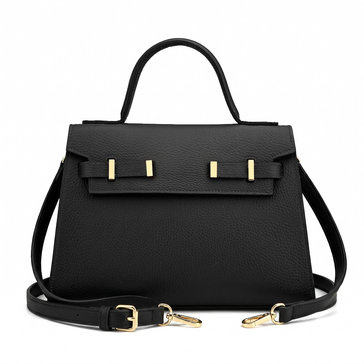 Women's Pebbled Faux Leather Top Handle Bag, front view