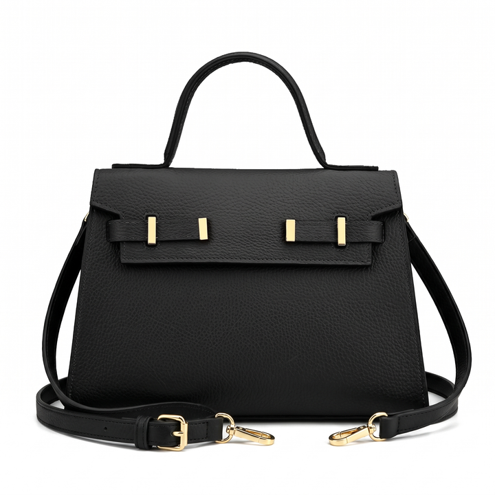 Women's Pebbled Faux Leather Top Handle Bag, front view