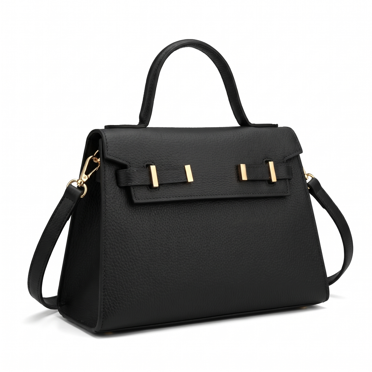 Women's Pebbled Faux Leather Top Handle Bag, three-quarter view