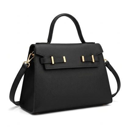 Women's Pebbled Faux Leather Top Handle Bag, three-quarter view