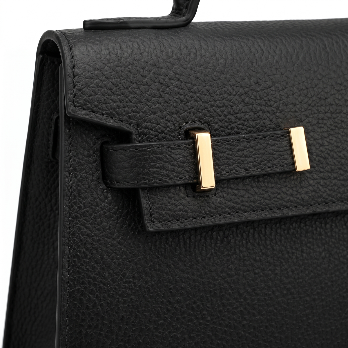 Women's Pebbled Faux Leather Top Handle Bag, hardware close-up