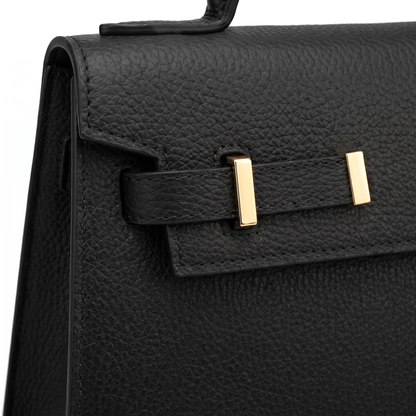 Women's Pebbled Faux Leather Top Handle Bag, hardware close-up