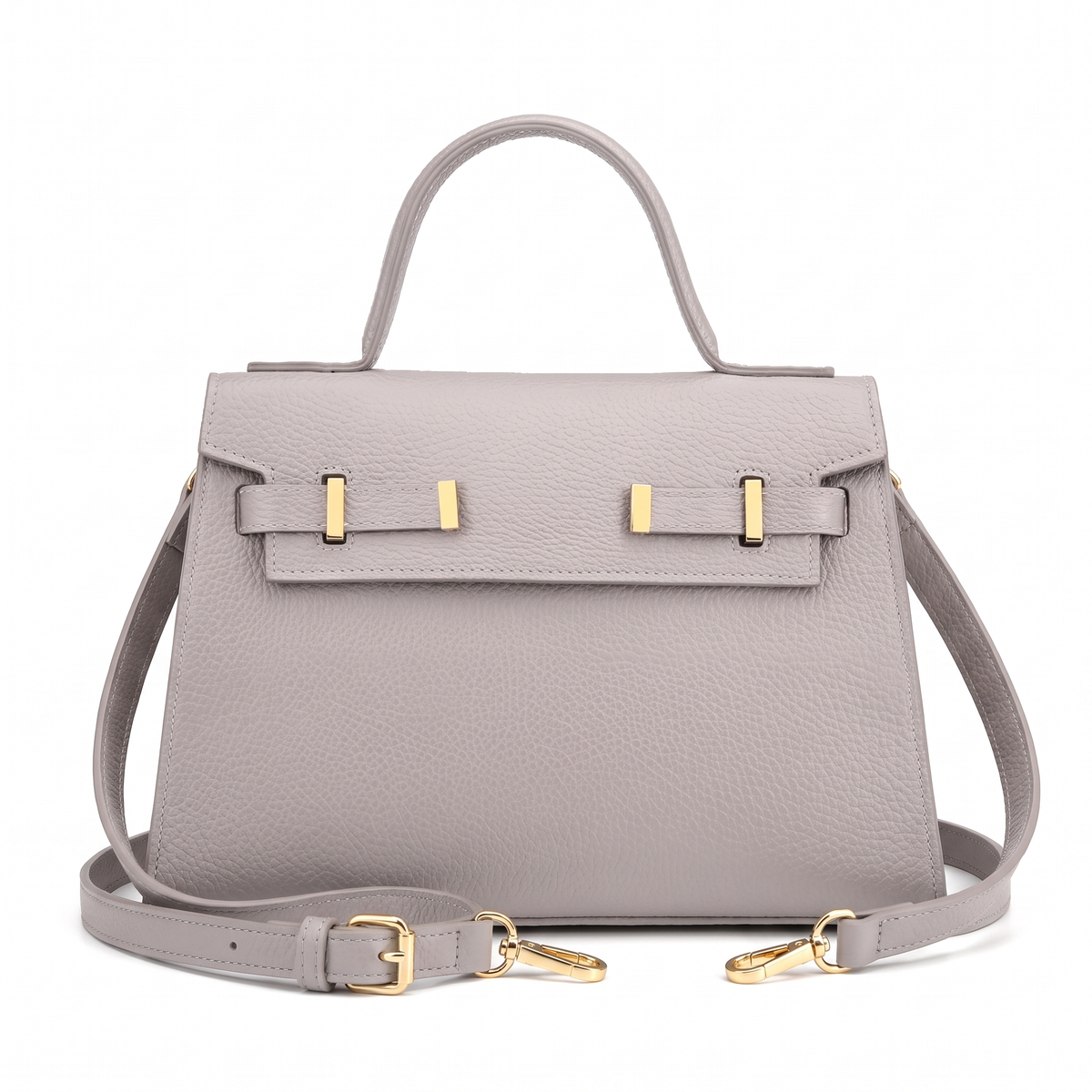 Women's Pebbled Faux Leather Top Handle Bag in Dove Grey